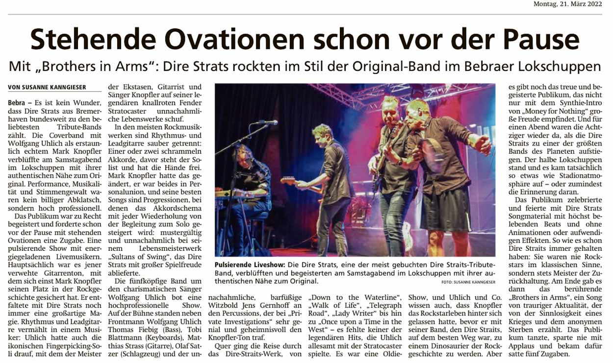 Mit Brothers in Arms: Dire Strats rockten im Stil der Original-Band im Bebraer Lokschuppen