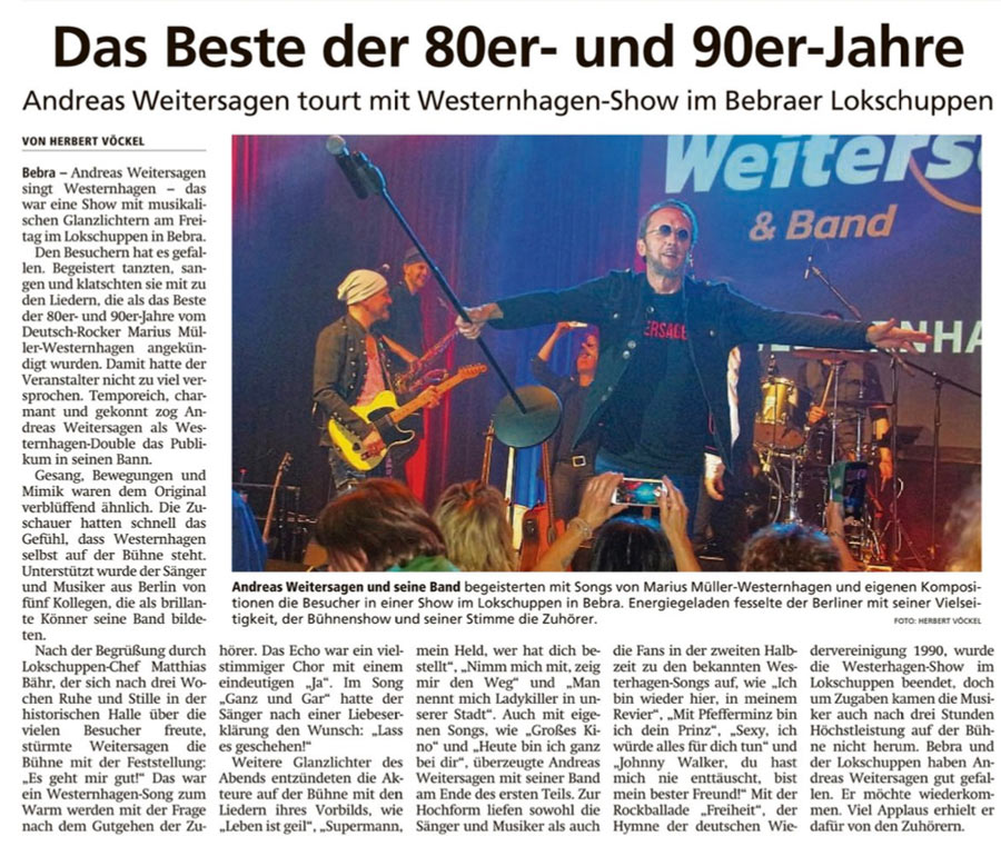 Andreas Weitersagen tourt mit Westernhagen-Show im Bebraer Lokschuppen